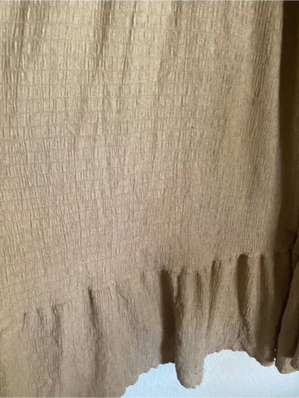 Sunnow Boho Crinkled Deep V Open Back Plissé Boho Smocked Maxi Dress Beige XL - Picture 8 of 16